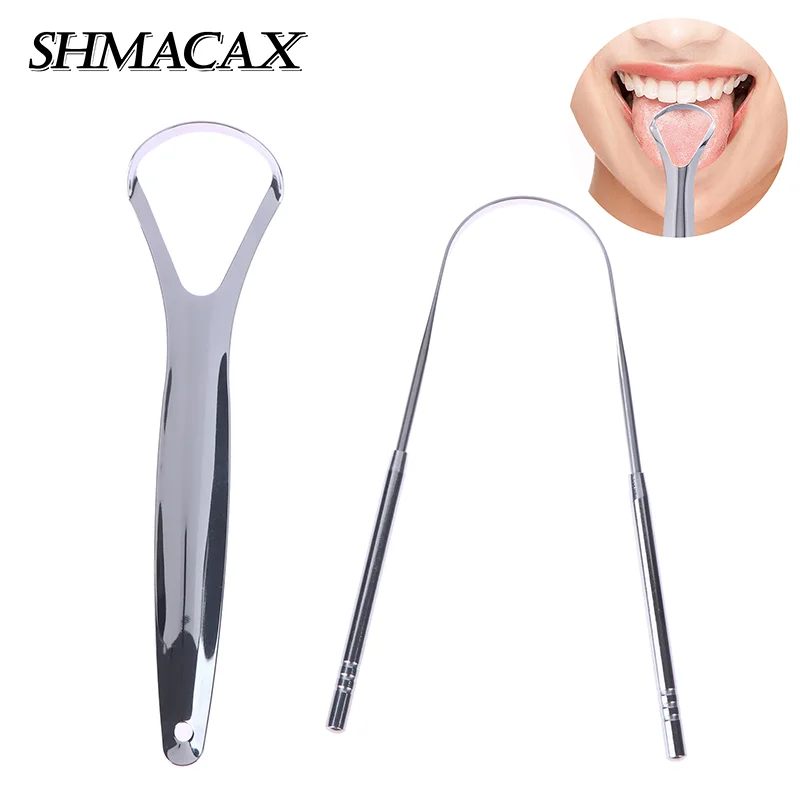 

2 Pcs Tongue Scraper Stainless Steel Tongue Cleaner Bad Breath Removal Oral Care Tools