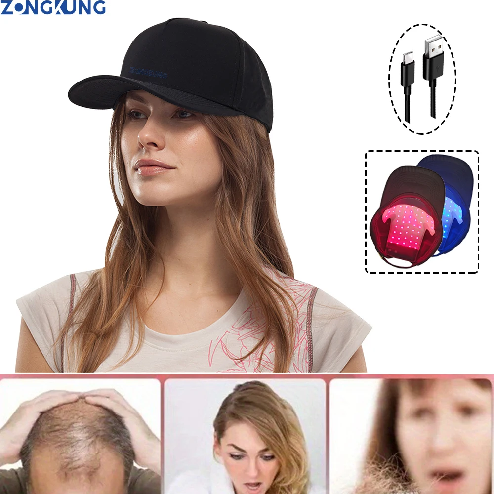 

48Leds Red Light Hair Regrowth Cap Device Strengthen Hair Roots Anti Hairs Loss Reduce Oiliness Relieve Fatigue USB Rechargeable