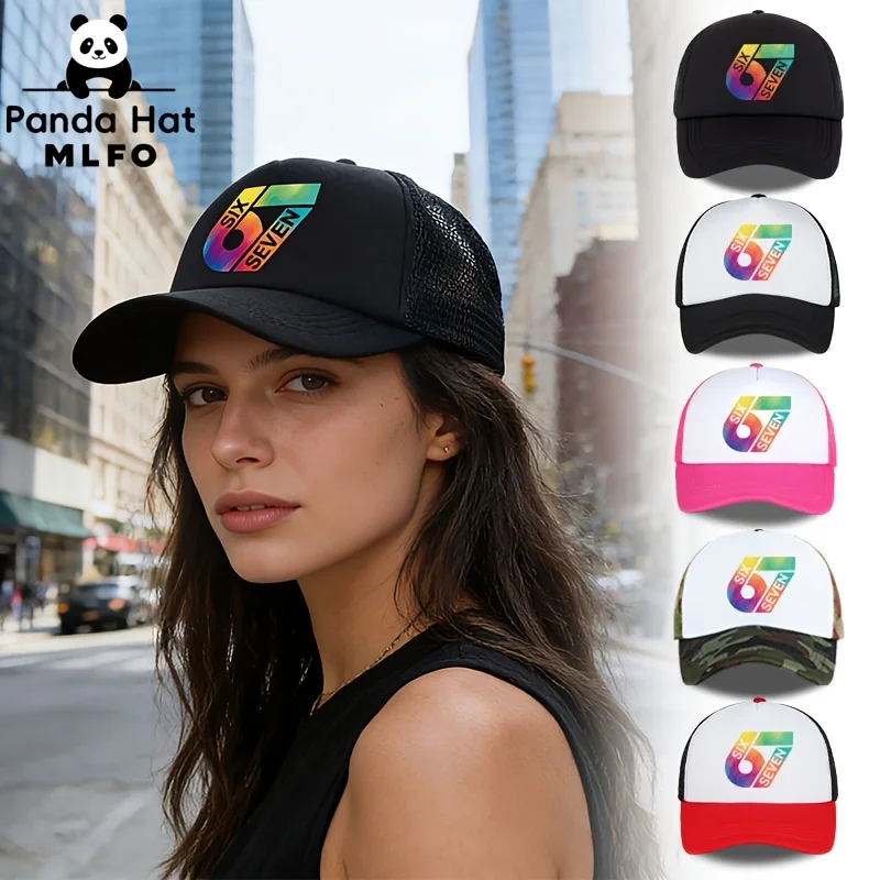 Colourful 67 Six Seven Printed Fashionable Hip-Hop Street Style Mesh Baseball Cap: Adjustable, Lightweight, Comfortable and Brea