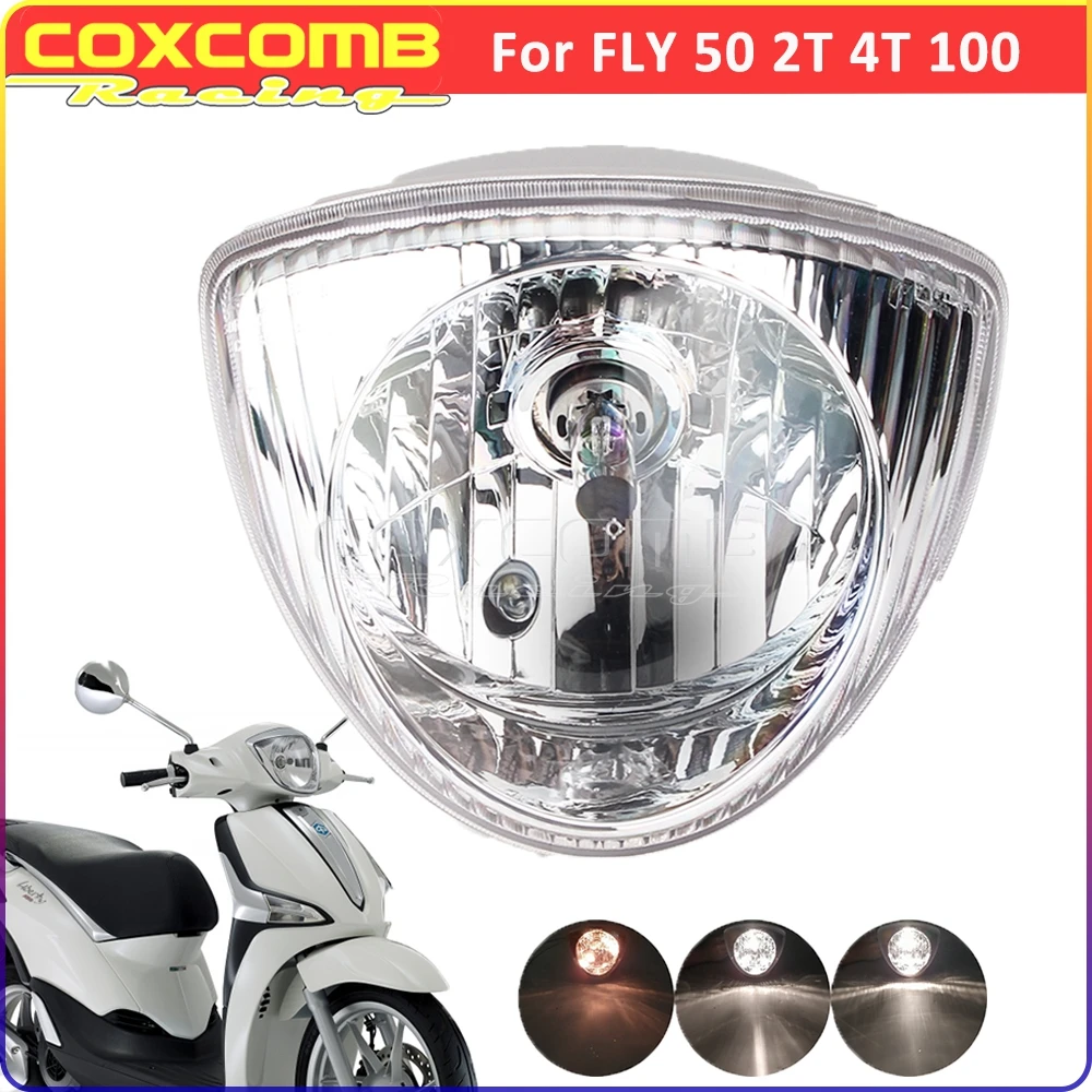 For Piaggio FLY 50 2T 4T 100 4T 125 4T Euro 3 150 4T Euro 3 Liberty 50 125 Motorcycle E6 Headlight High Low Beam Front Headlamp