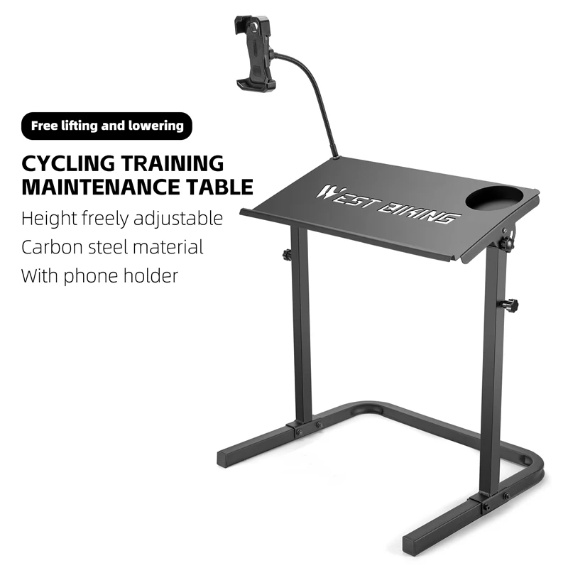 

Bike Repair Stand Adjustable 54-80cm Carbon Steel Training Desk with Phone Holder MTB Road Bicycle Maintenance Workstation
