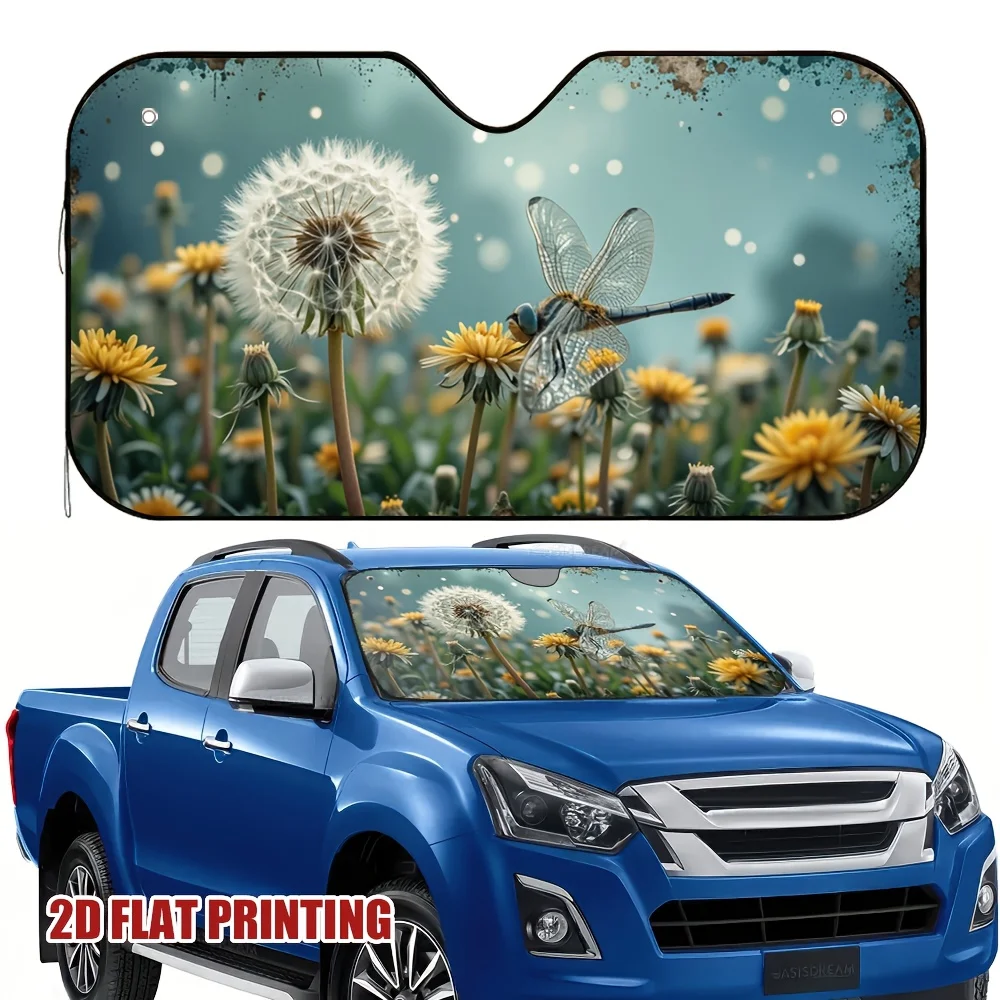 

2D Flat Printed Sunshade for Car, Featuring a Dragonfly Design, Made from 100% Polyester. A Perfect New Year'S Gift