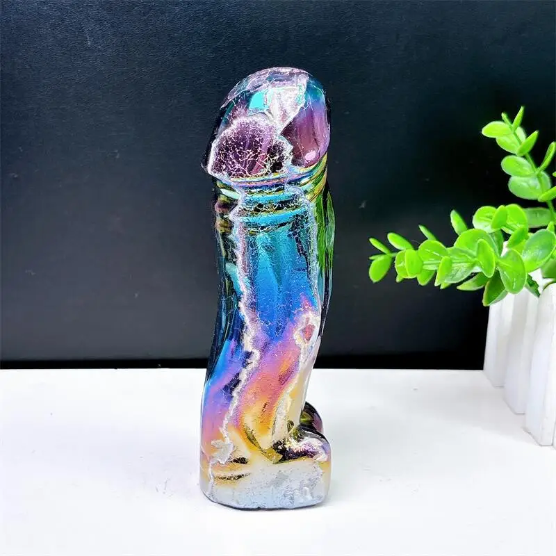 Natürlicher Aura-Quarz-Penis-Massagestab, Schnitzstab, Heilung, Fengshui-Edelstein als Geschenk für Frauen, 1 Stück