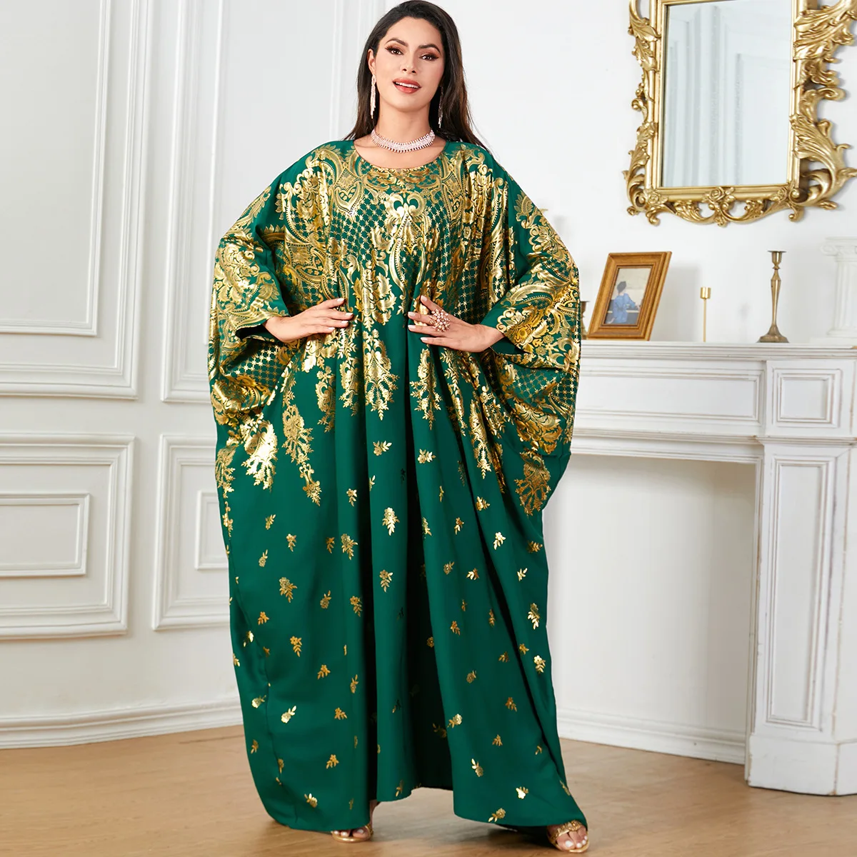 

Batwing Sleeve Dubai Abaya Turkey Oversize Caftan Eid Djellaba Islam Clothing Muslim Women Maxi Dress Morocco Kaftan Robe Arab