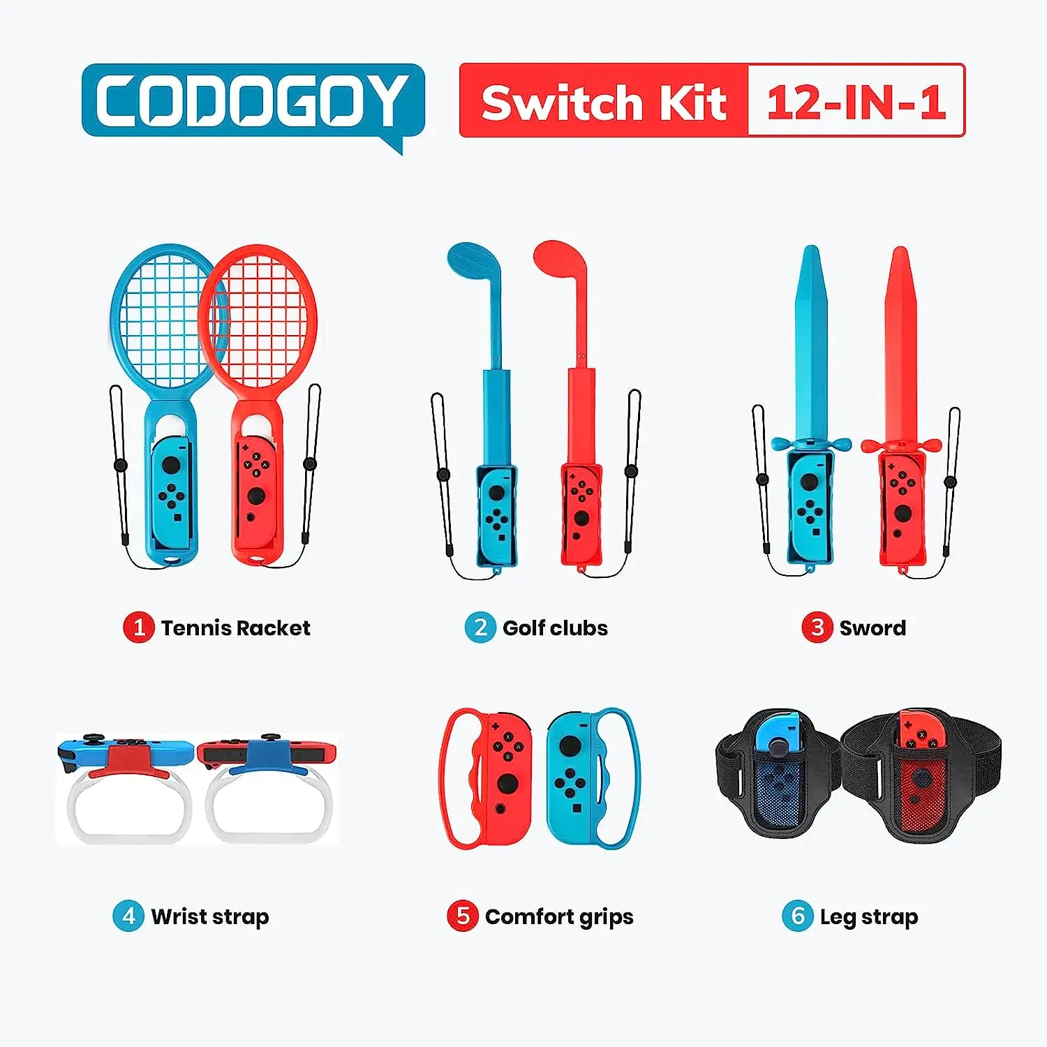 12 in 1 Switch Sports Accessories Bundle for Switch NS Sports Accessories Kit Compatible with Switch/Switch OLED Sports Games
