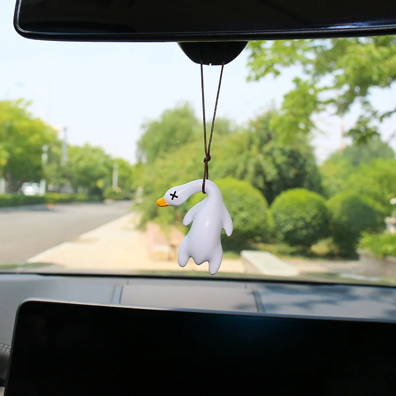 Funny Swing Goose Roasted Car Ornament  Duck Pendant Swing Duck Auto Decoration Rear View Mirror Accessories For Car Mirror