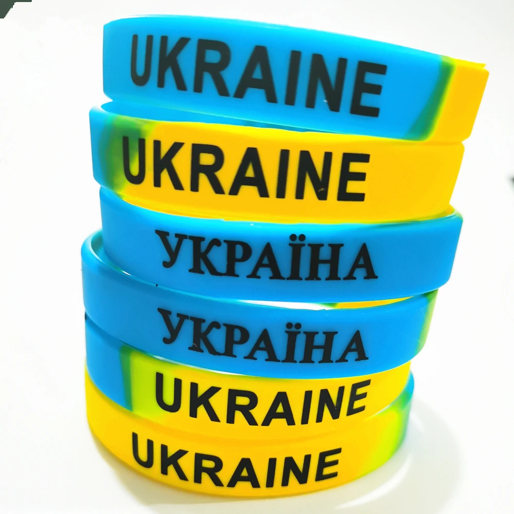 Bracelet en silicone drapeaux de l'Ukraine pour hommes et femmes, bracelet en caoutchouc de sport, bracelet de football, 21e bracelets à breloques, cadeau, 2 pièces, 3 pièces, 5 pièces, lot