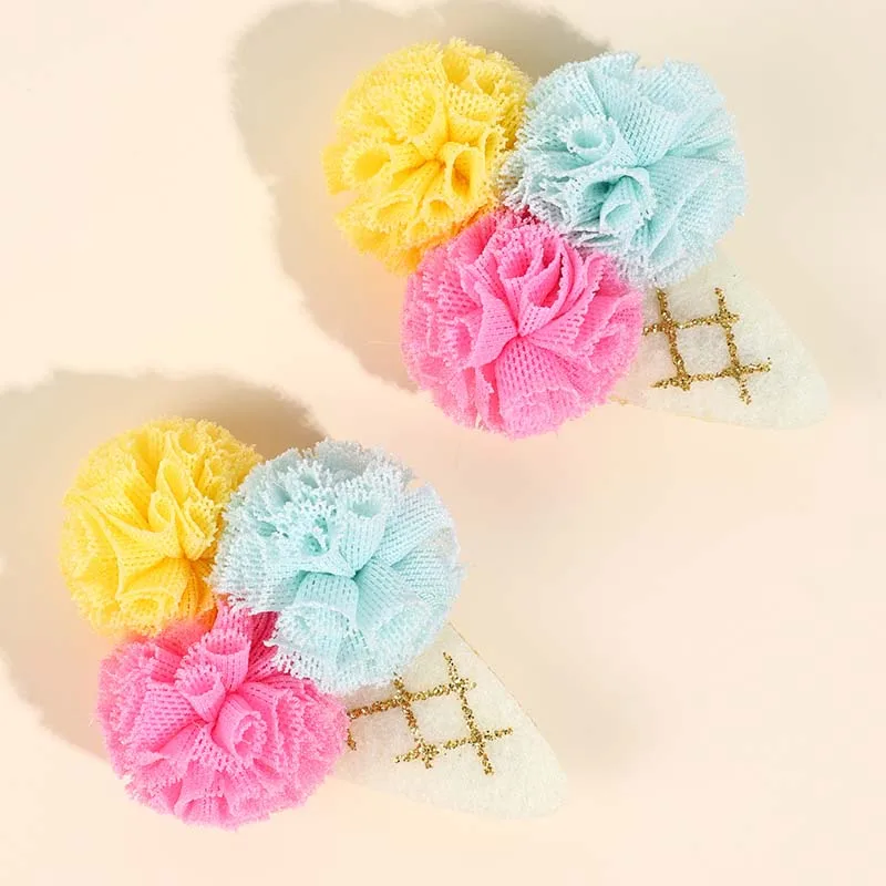 Ncmama 2 pezzi fermagli per capelli gelato per bambini ragazze carino colore palla fiore tornante accessori per capelli per bambini copricapo