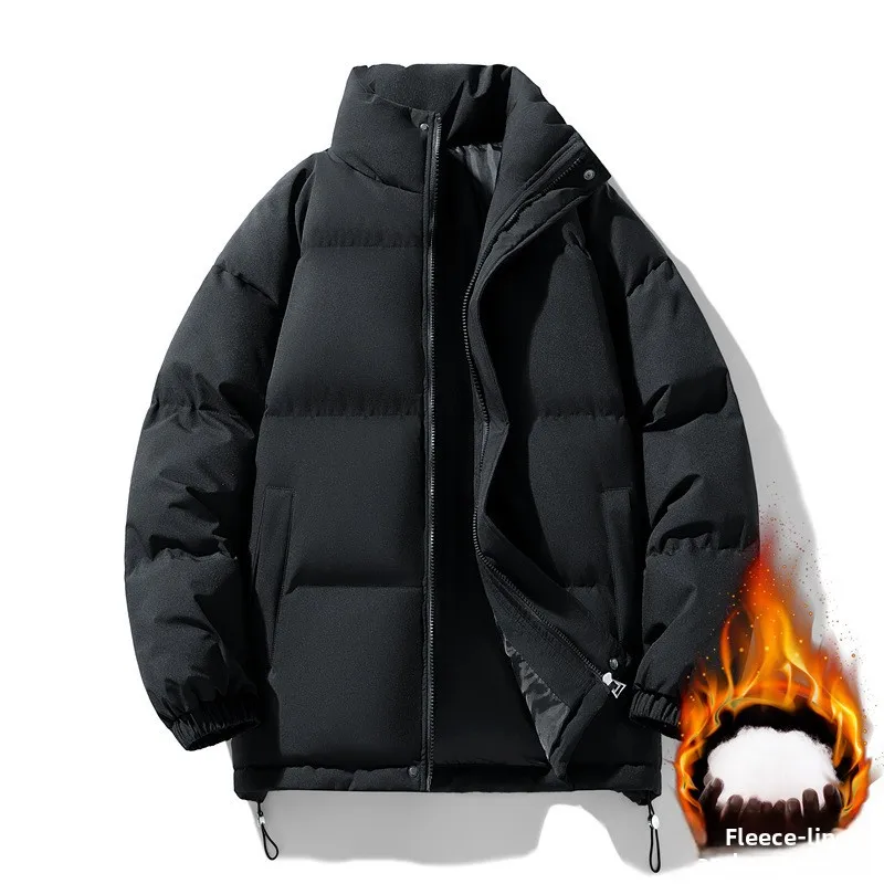 

Button-down solid-colored cotton coat for both men and women, winter overcoat, large size, thick and warm, loose-fitting top