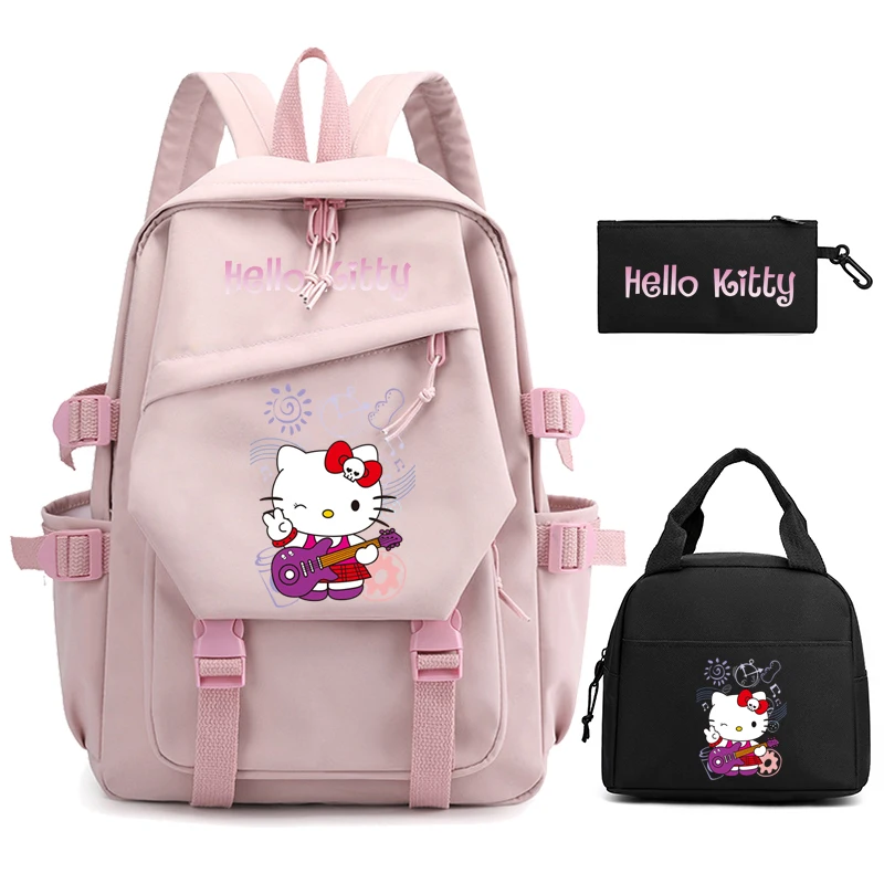 

3Pcs/set Hello Kitty Backpack for Girl Boy Lunch Bags Children Bookbag Student Teen Back To School Rucksack Knapsack Schoolbag