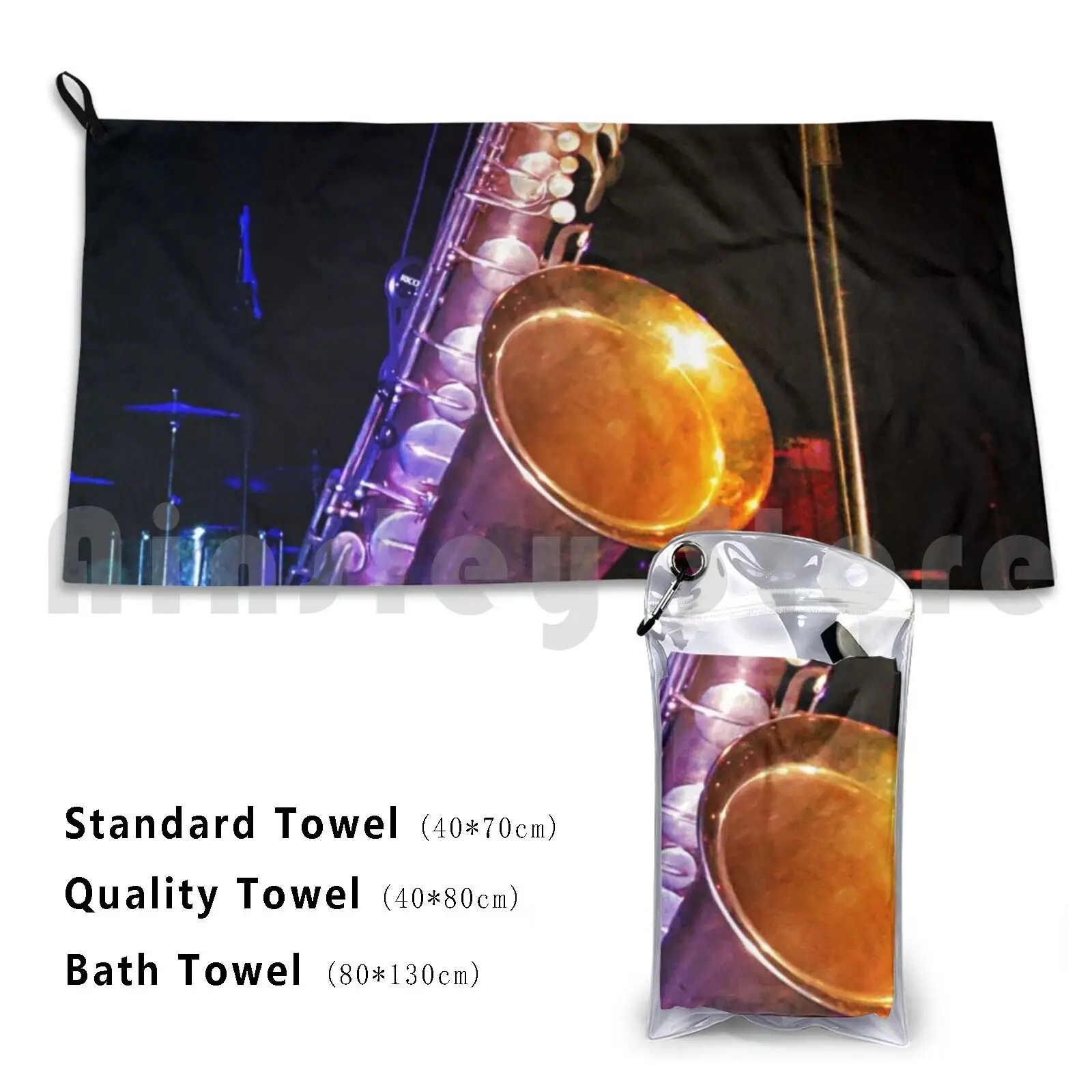 Jazzy Tone Colours-Bari Sax Bath Towel Beach Cushion Saxophone Baritone Instrument Music Woodwind Stage Nikon Low