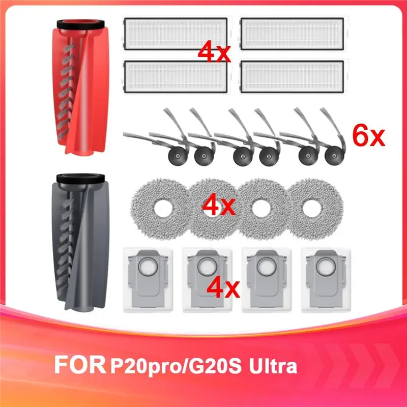 

VEHO-For Roborock Qrevo Curv/P20 Pro Main Roller Side Brush Hepa Filter Mop Cloth Dust Bag Robot Vacuum Cleaner Parts