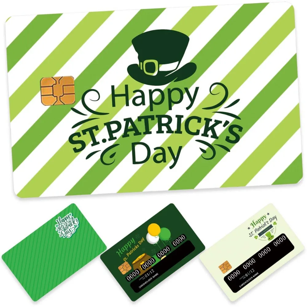 New Personalized Letter Happy ST.PATRICK'S DAY Card Sticker Waterproof Decoration Bank Credit Debit Card Film Skin Small Chip