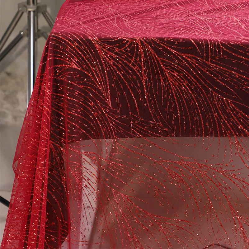 Tulle Fabric Bronzing Sequin By The Meter for Clothes Wedding Dresses Skirts Sewing Mesh Yarn Summer High-grade Decorative Cloth