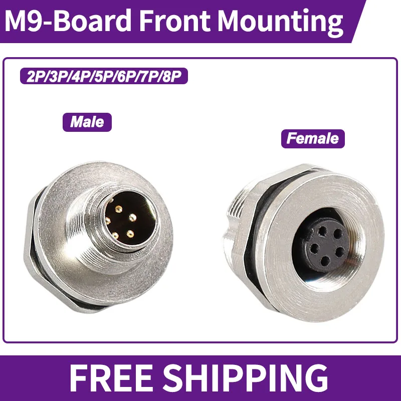 

5/10/100Pcs M9 Board Front Mounting Quick Self-locking Plug Socket Assembly Ip67/68 Male&Female Waterproof Connector 2-8 Pin