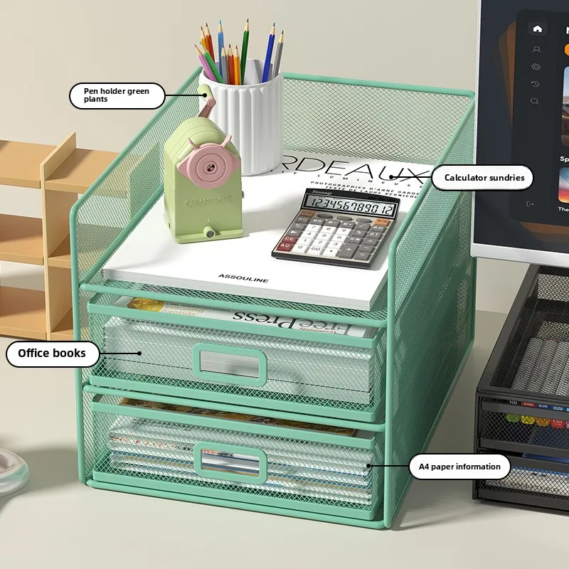 4-Tier File layering rack, desk organizer tray,File paper Letter folder stand Desktoppaper sorter Mail organization rack