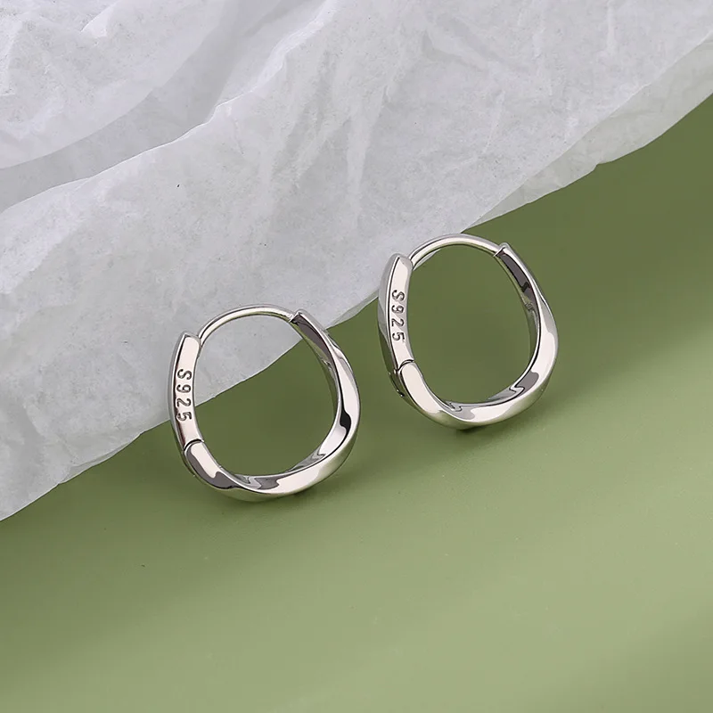 Women's Simple 925 Sterling Silver Round Earrings, Trendy Circle Hoops