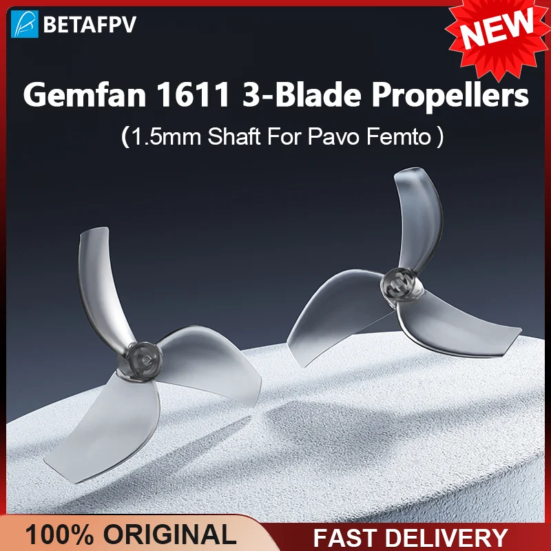 BETAFPV 12 шт. Gemfan 1611 3-лопастные пропеллеры CW CCW для ПК, вал 1,5 мм, подходит для бесщеточного двигателя LAVA 1102/0802SE Pavo Femto Drone