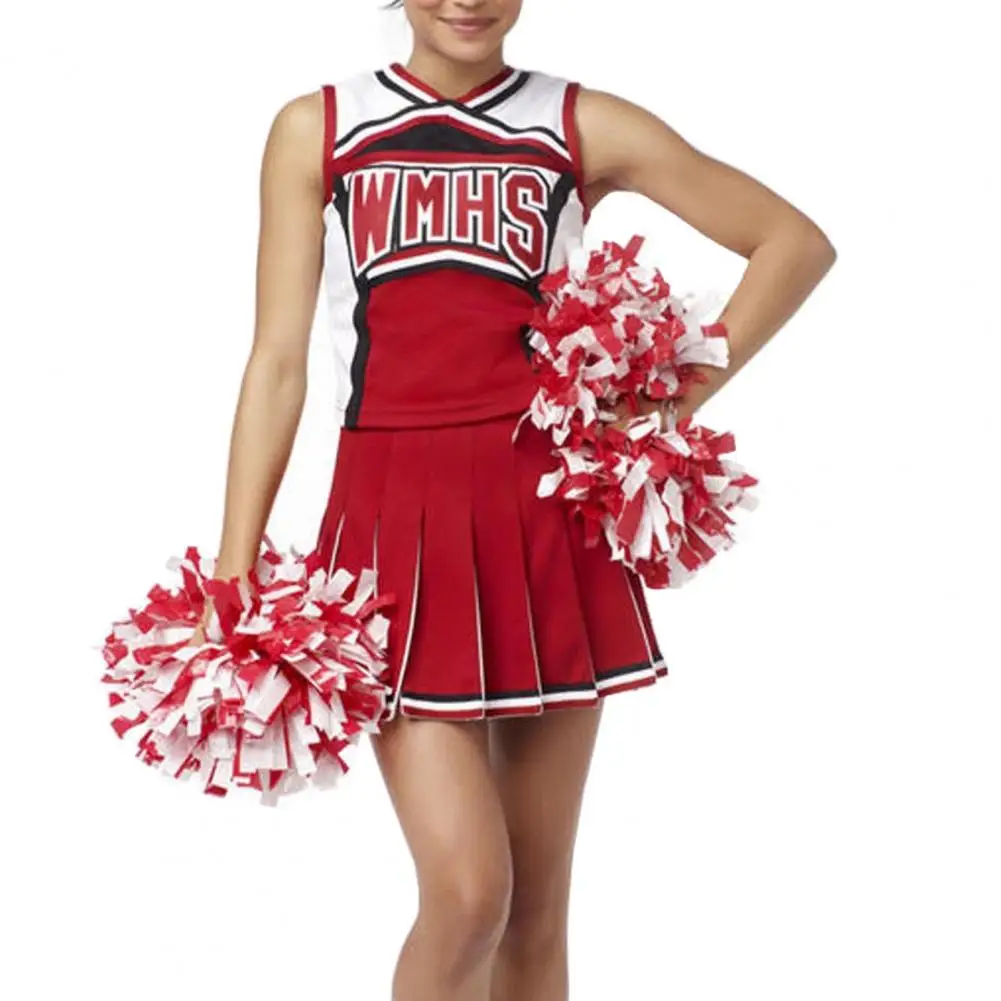 2-teiliges Set Cheerleader Performance Outfit Ärmelloses Top Rock Set High School Glee Club Girl Cheerleading Kostüm Kleid Uniform