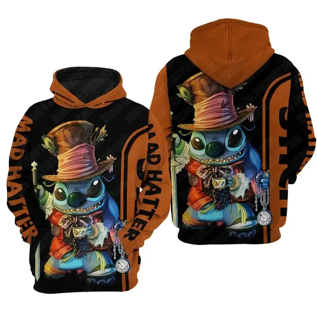 Disney Lilo & Stitch Men Women 3D Print High Quality Fleece Zipper Hoodies Pullover Tops Dropshipping