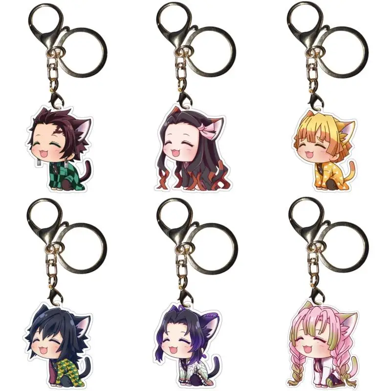 Demon Slayer Keychains Kamado Tanjirou Nezuko Kochou Shinobu Diy Acrylic Action Toy Figures Anime Game Collection Pendant Gift