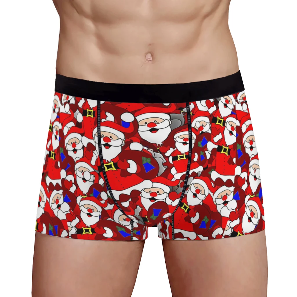 Santa Claus Pattern Merry Christmas Underpants Homme Panties Men's Underwear Comfortable Shorts Boxer Briefs