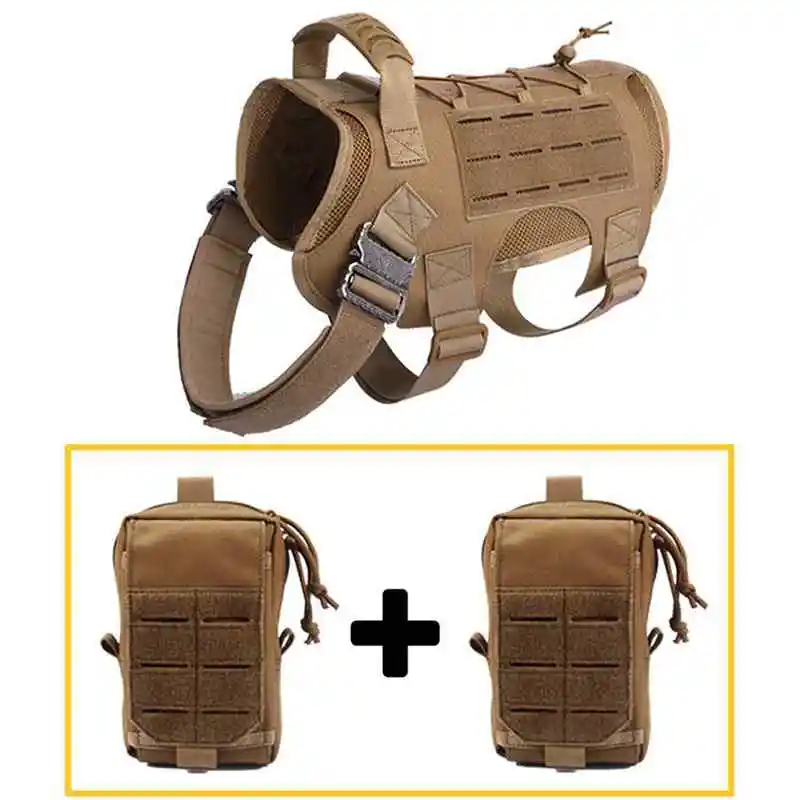 Tactical Dog Harness Molle Vest No-Pull Handle Comfortable Adjustable Outdoor Training Service Holster with Detachable Pouches child motorcycle seat strap child motorcycle harness adjustable with two handles adjustable non slip strap universal motorcycle