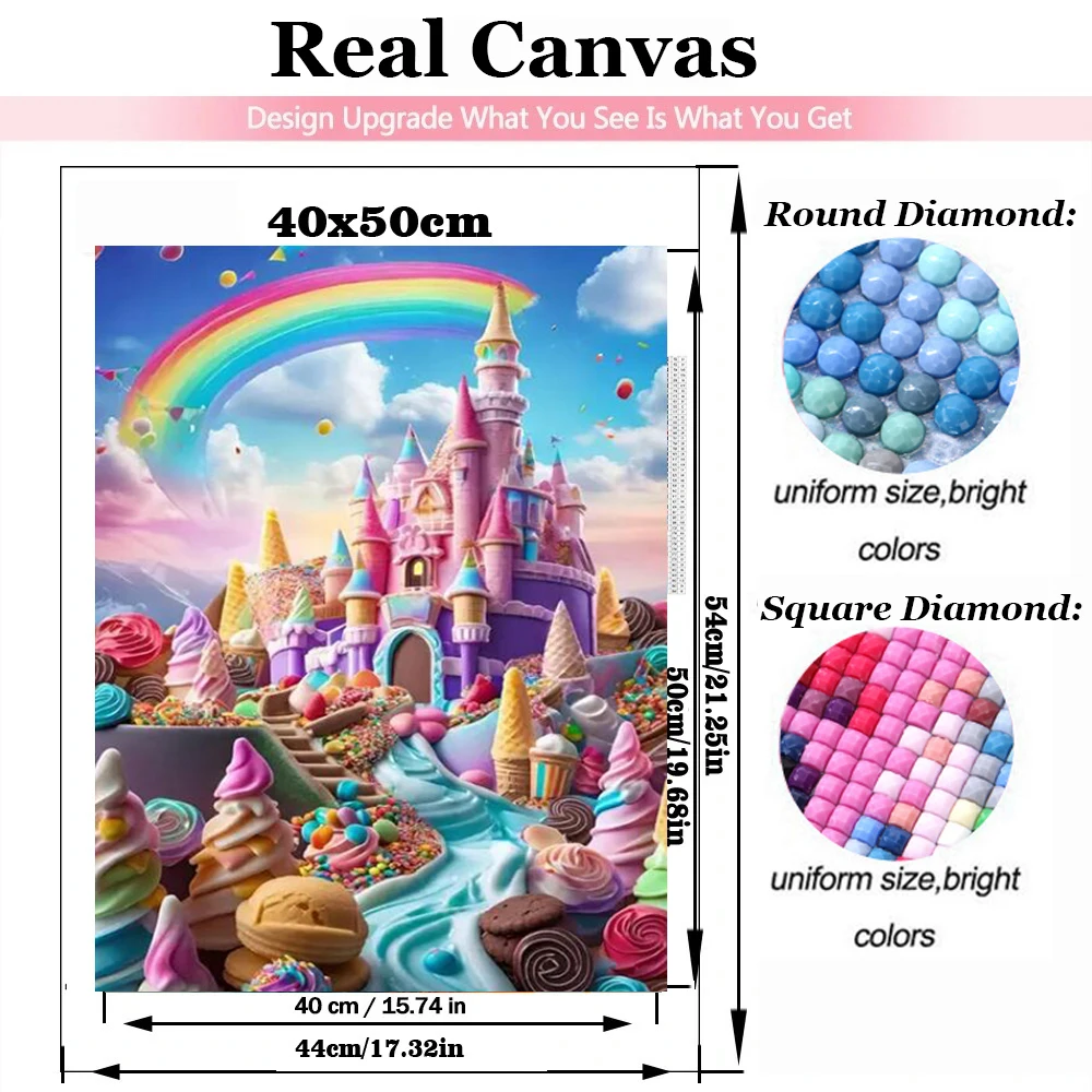 Candy Lollipo Castle 5d DIY Full Diamond Painting Dream Ice Cream House Landscape Diamond Mosaic Embroidery Birthday Gift Y1385