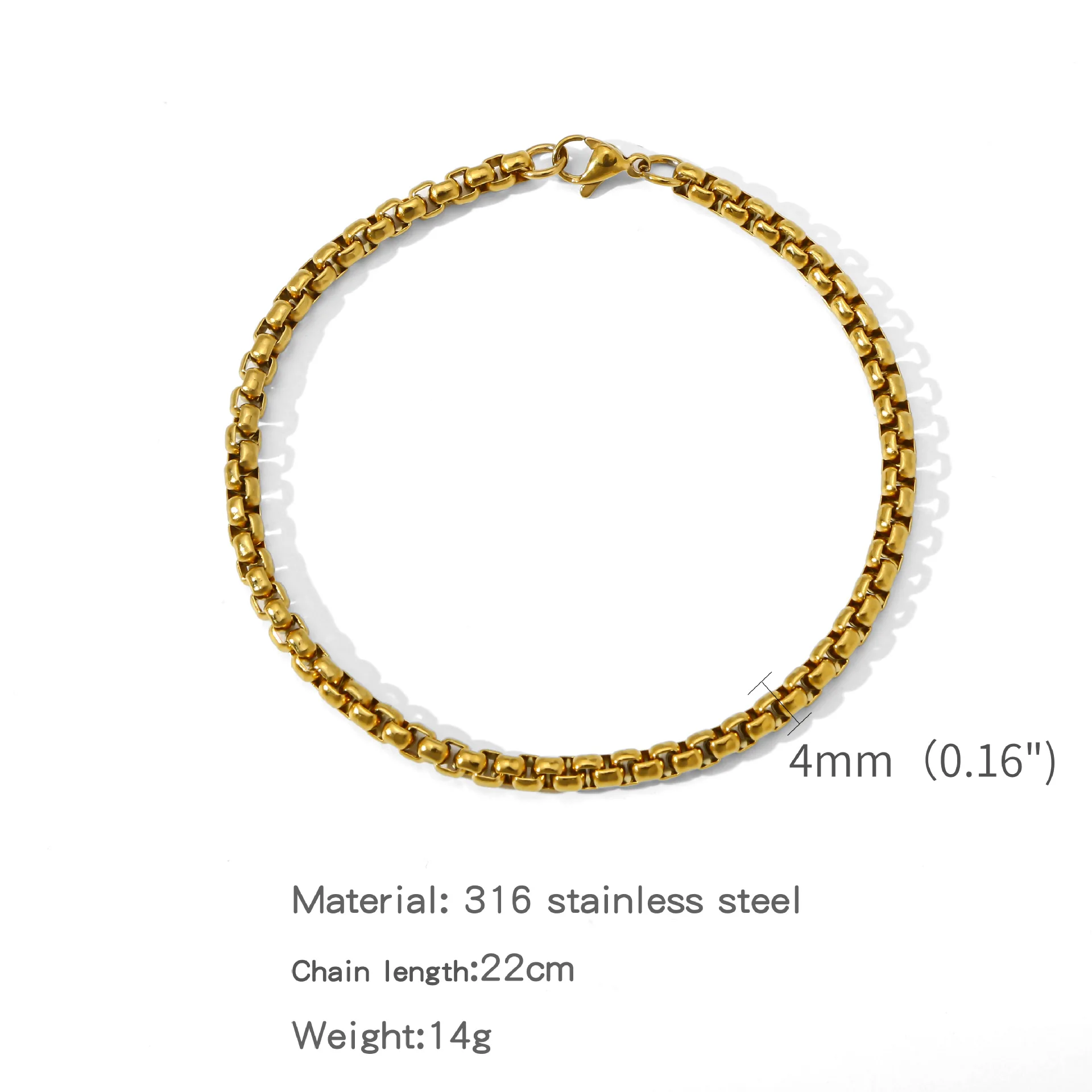 Edelstahl Quadratische Kugelketten-Armband für Männer Titanstahl-Schmuck Hip-Hop-Armband für Frauen Modetrend-Accessoires Geschenk – Detail 6