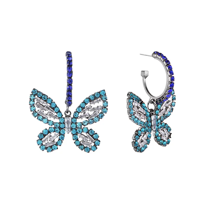 

Full Diamond Butterfly Earrings Korean Simple Fashion Earrings Temperament Personalized Summer Earrings