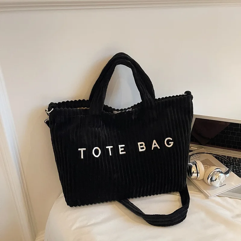 

2025 Fall Winter Corduroy Tote Bag for Women, Vintage Style Shoulder Crossbody Bag, Casual & Commute Fashion Purse