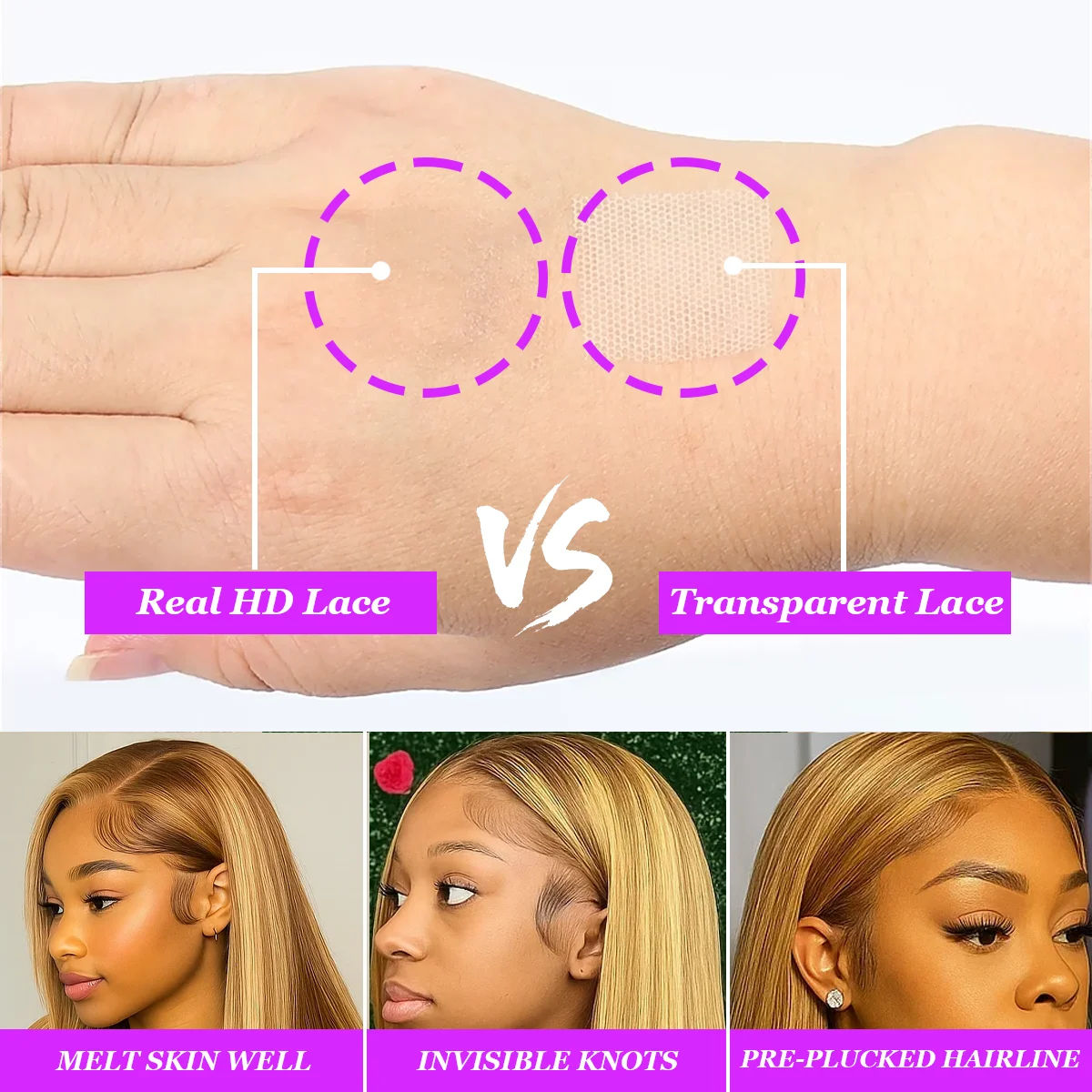 P4/27 تسليط الضوء على 36 بوصة 220% الكثافة مستقيم 13x6 HD شفافة الدانتيل الباروكة الأمامية ريال البرازيلي خصلات الشعر المستعار الإنسان للنساء