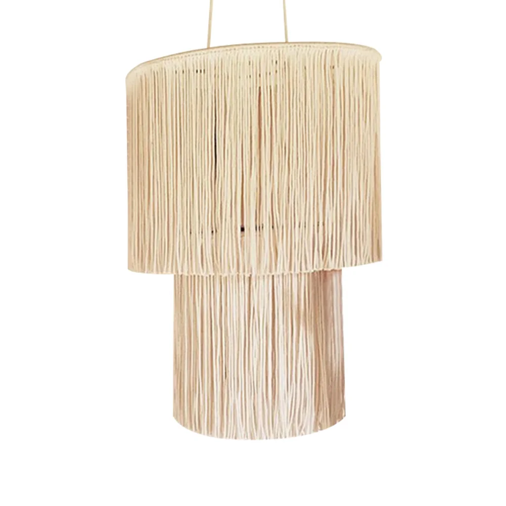 Nowoczesna makrama klosz do lampy Boho wisząca lampa pokrywa wisiorek do wystrój salonu w sypialni biurowej (żarówka nie jest dołączona)