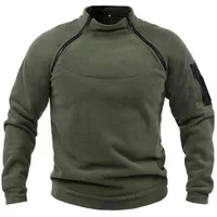 Sudadera Polar de lana para hombre, cálida, transpirable, táctica, con cremallera, cuello levantado, manga larga, informal, Color sólido