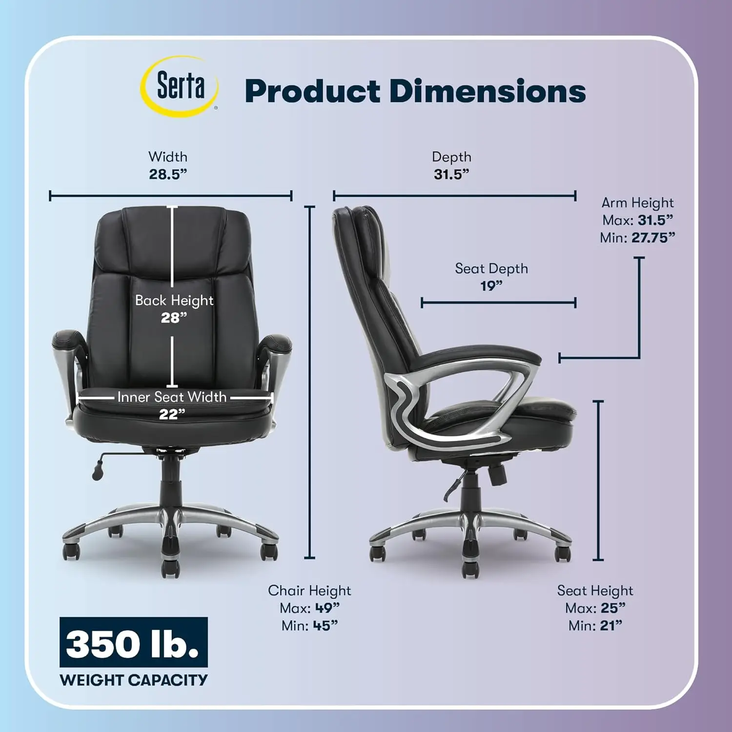 كرسي مكتب تنفيذي طويل القامة، كراسي كمبيوتر مريحة عالية الظهر مع دعم قطني، وسادة مقعد شبه قطيفة، مساند للذراعين مبطنة