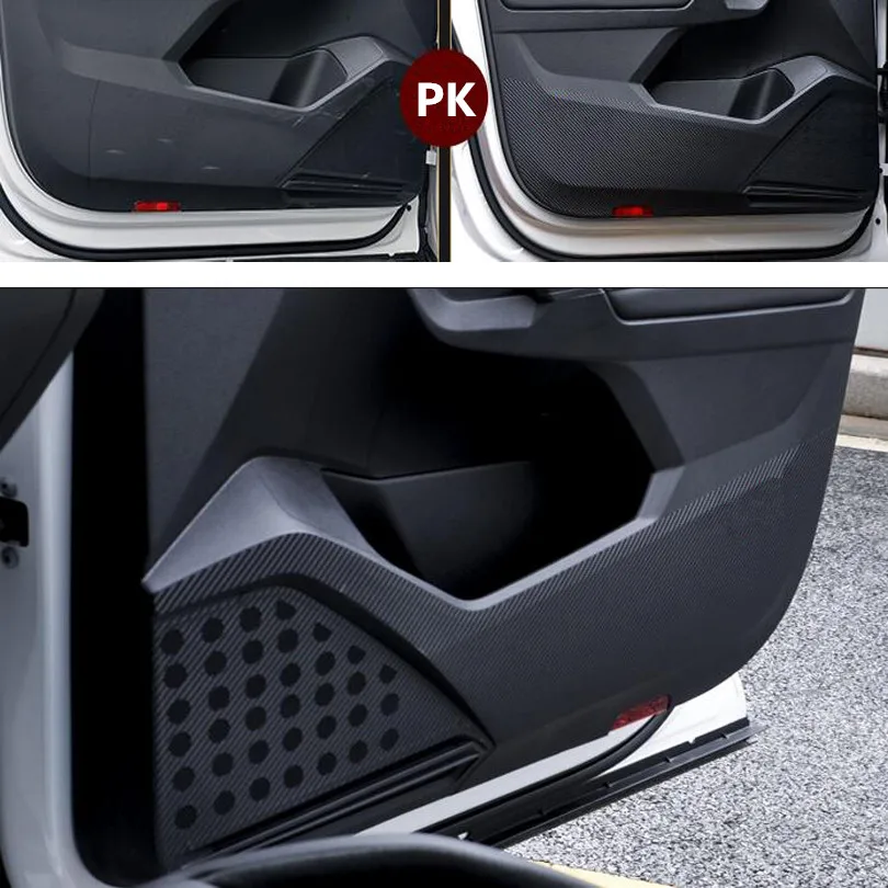 For Volkswagen VW Tiguan L 2017 2018 Carbon Fiber Style Car Door Anti-Kick Pad Protective Film Car Stickers 4Pcs