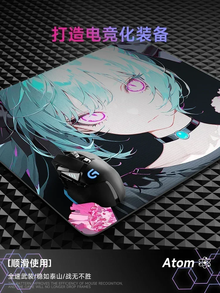 Imagem -04 - Atom Vidro Temperado Mousepads Fps Gaming Mouse Pads Personalizado dos Desenhos Animados Anime Almofada de Mesa pc Gamer Acessórios