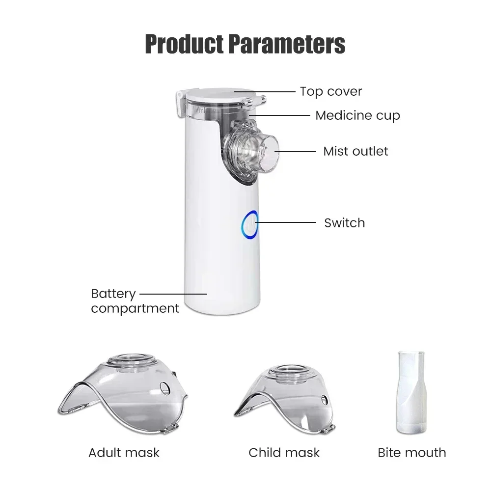 Medical Silent Mesh Nebulizer Handheld Asthma Inhaler Atomizer Kids Adult Nebulizador Mini Portable Humidifier Oximeter Nebulise