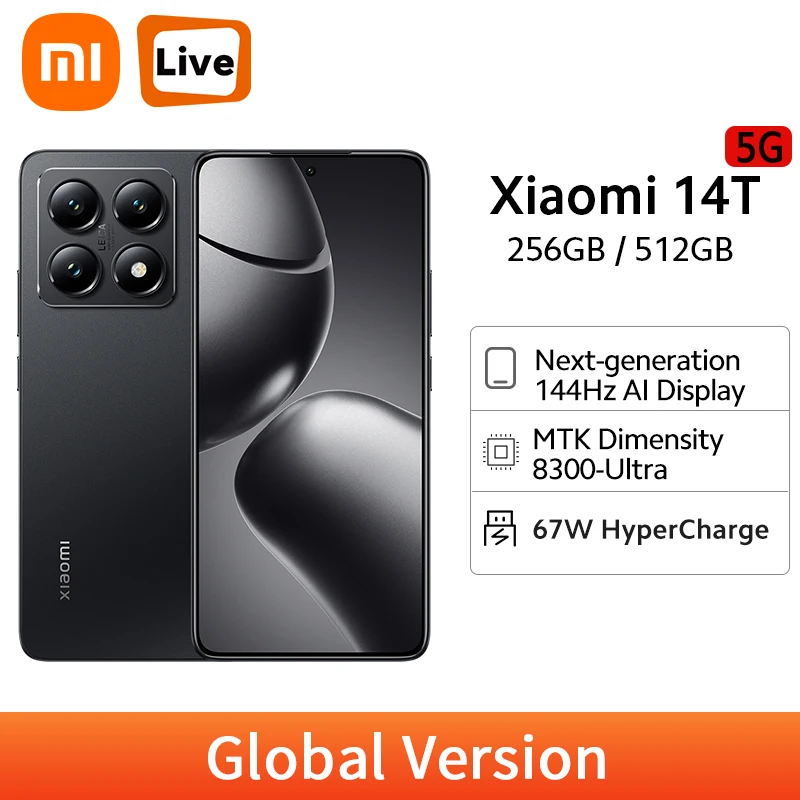 Глобальная версия Xiaomi 14T 5G MediaTek Смартфон Dimensity 8300-Ultra 6,67 дюйма 144 Гц Дисплей 50 Мп Камера Leica NFC 256 ГБ 512 ГБ