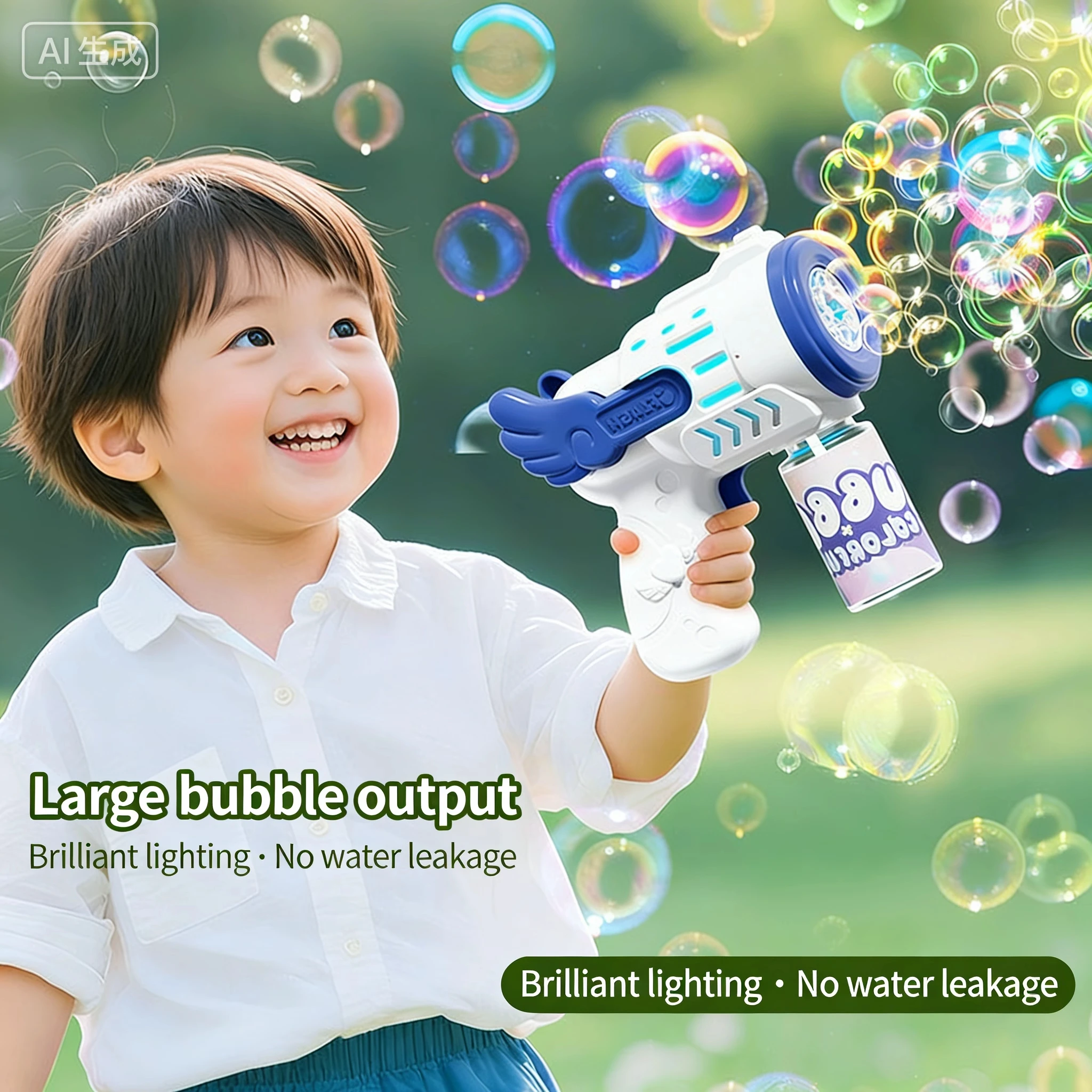 Vollautomatische Seifenblasenpistole Raketen-Seifenblasenmaschine Automatischer Blasenmacher mit Seifenblasenflüssigkeit Spielzeug für Kinder Strand Outdoor Seifenblasengeschenke – Detail 3