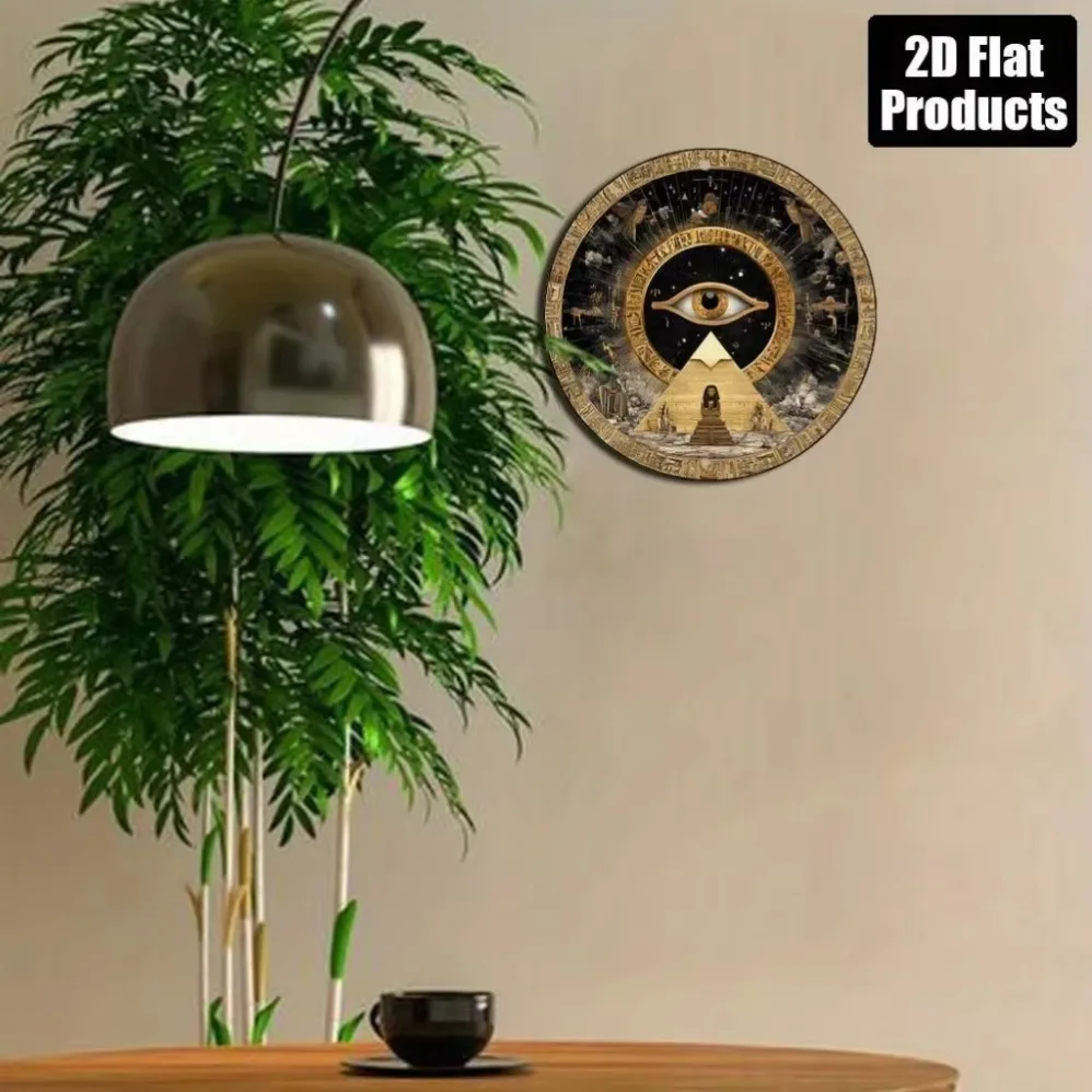Винтажная табличка с египетскими иероглифами: 8x8 дюймов, 2D плоское металлическое искусство — дизайн пирамиды Глаз Гора, домашний декор, исторический подарок