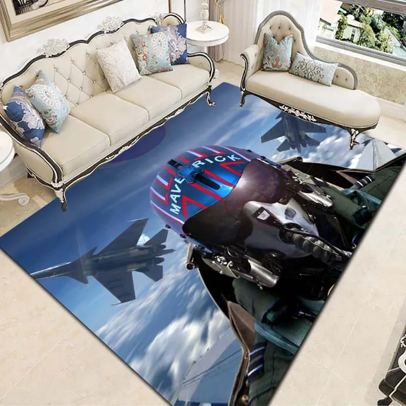 Top Gun Tom Cruise Film Character Print Flannel Area Rug Non-Slip Floor Mat For Bedroom Living Room Game Room Home Decor Gift