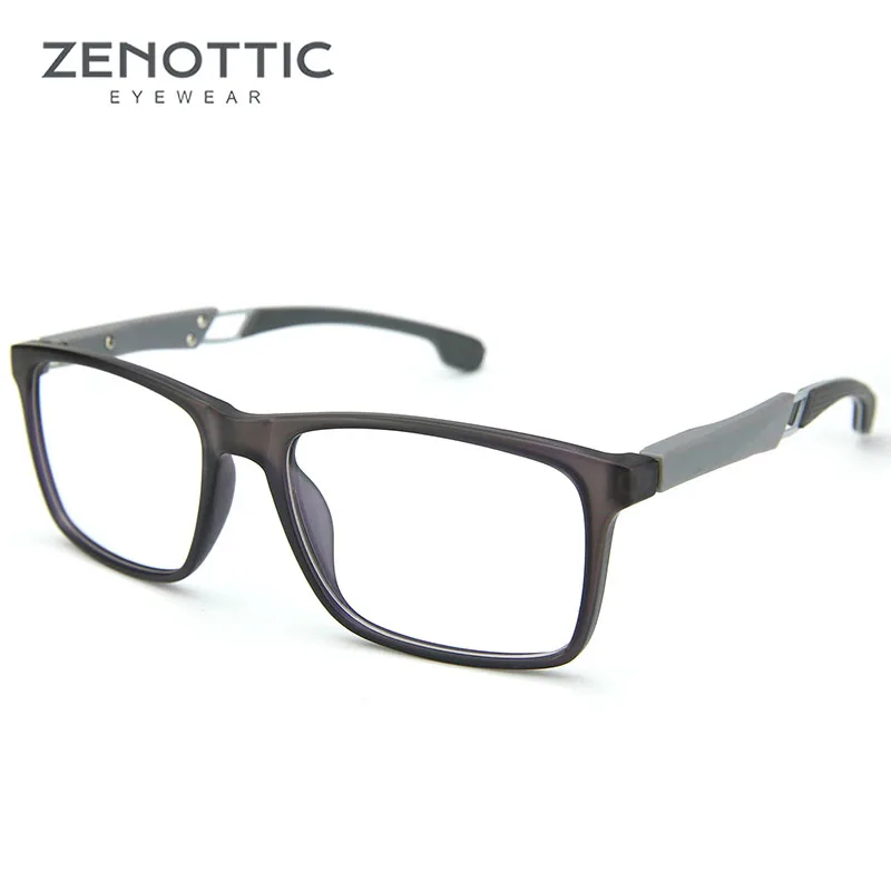 ZENOTTIC Men Sport Optical Glasses Frames Male Ultralight Square Eyewear Aluminum Temples Myopia Prescription Eyeglasses Frame