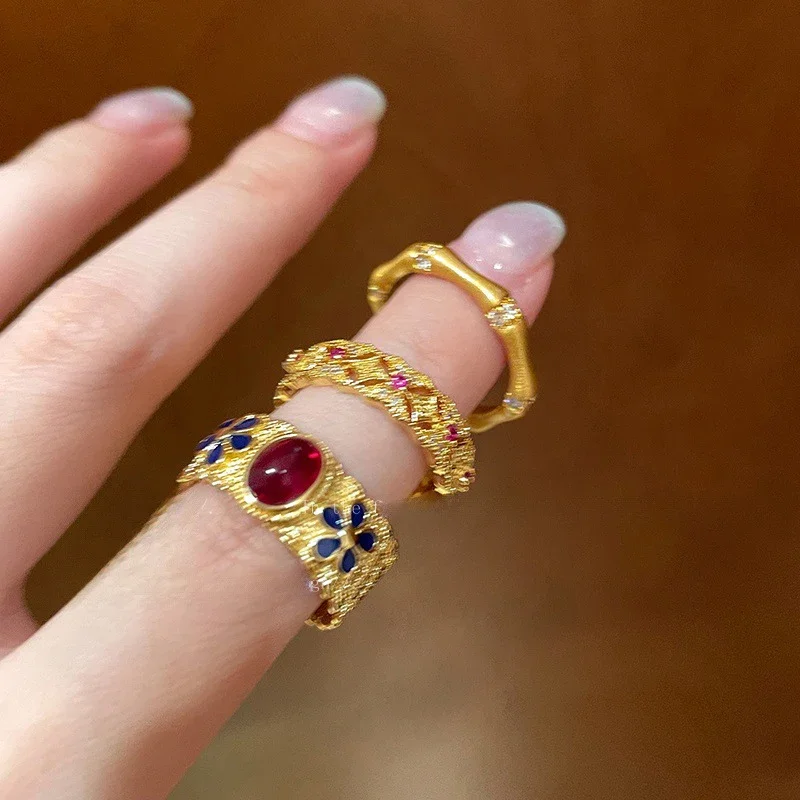 خواتم جوهرة تقليدية للإناث المراهقات، معدات إصبع جمالية غير متماثقة بأشعة الشمس، هدايا الحفلات الممتازة #6