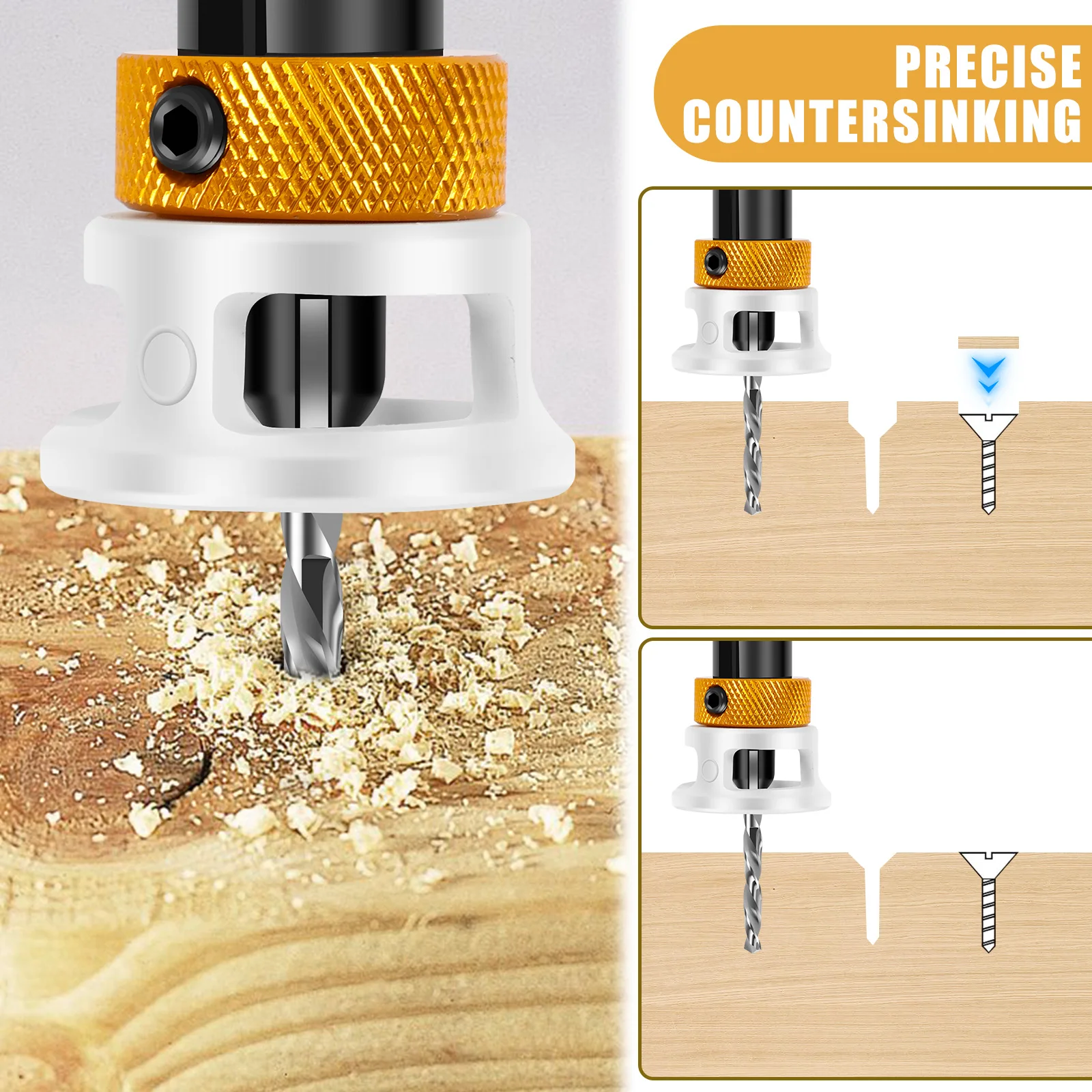 Limit Countersink Drill Bit Set Adjustable Depth Stop Countersink Drill Woodworking Tools for Drilling Screw Holes