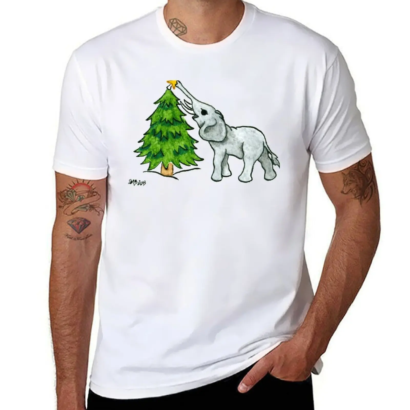 

2013 Holiday ATC 11 - Christmas Tree and Elephant T-Shirt t shirt man plain anime t shirts oversize T-Shirt