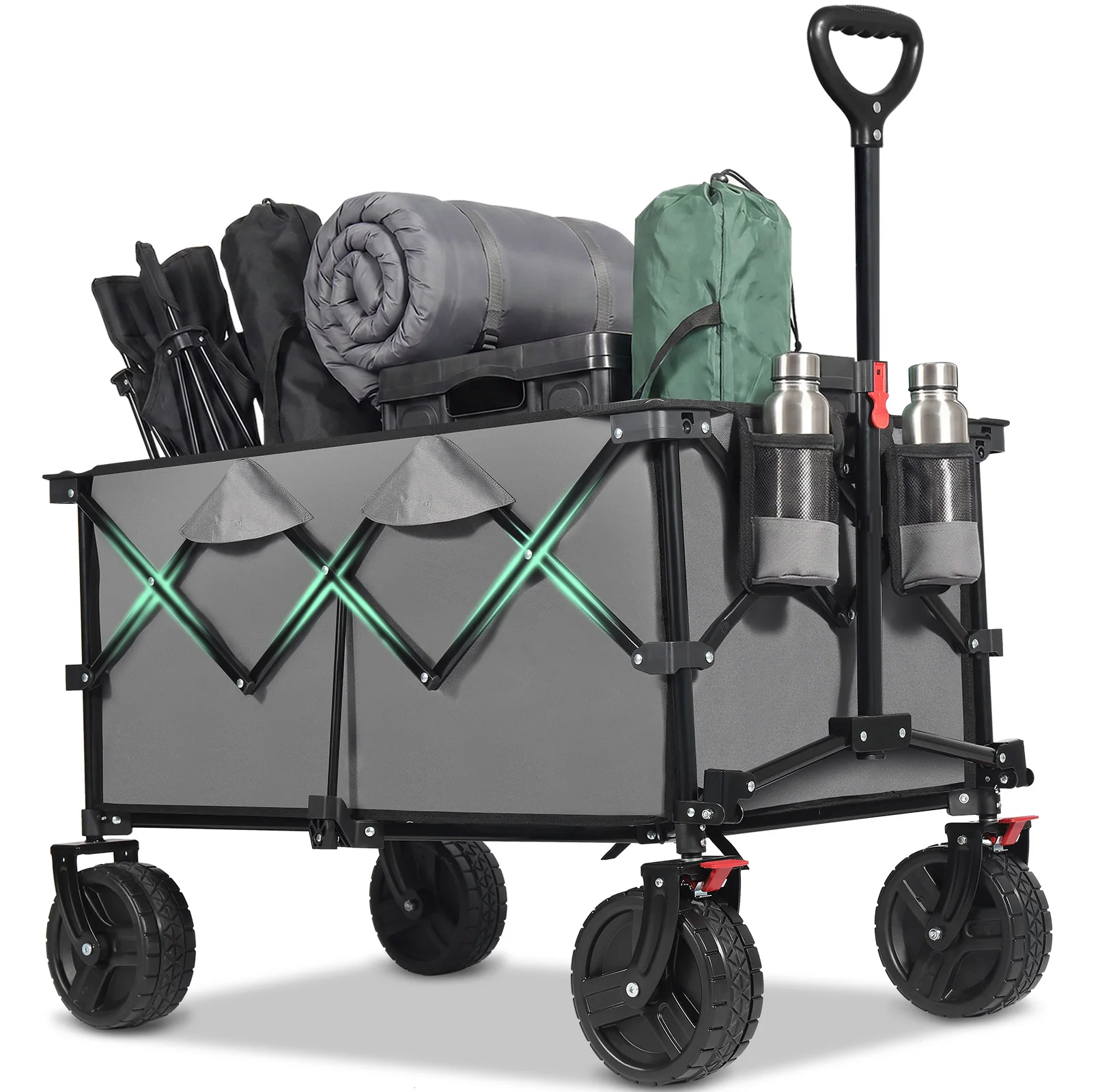 Novità: Carrello Pieghevole XXL Plus da 200L con Freno, Capacità di Carico 200kg, Pneumatici All-Terrain Extra Larghi, Sistema di Piegatura a 4 Lati Brevettato