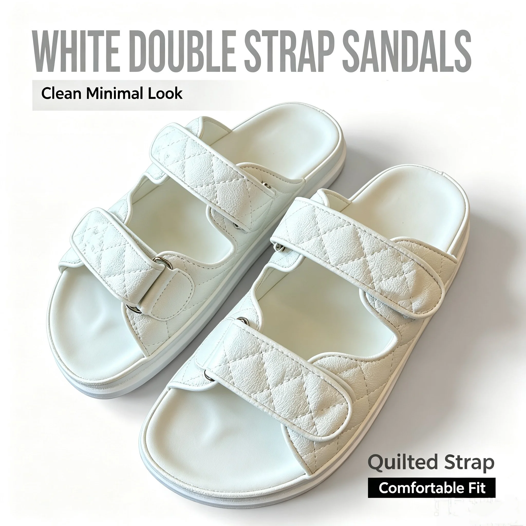 Leather Classic Strap - Summer Best-Seller Quilted Velcro Slides g47493