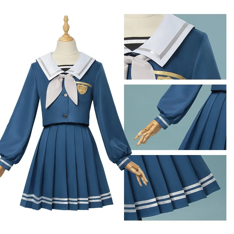 Anime Wakaba Mutsumi Cosplay Mortis Costume School Sailor Uniform JK Top Skirt Wig Full Set for Role Play Outfit Women - view 2