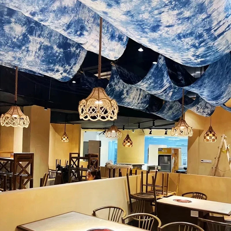 Ethnic Style Tie-dye Background Ceiling Hanging Cloth Partition Curtain Homestay Bar Party Outdoor Background Decor Atmosphere